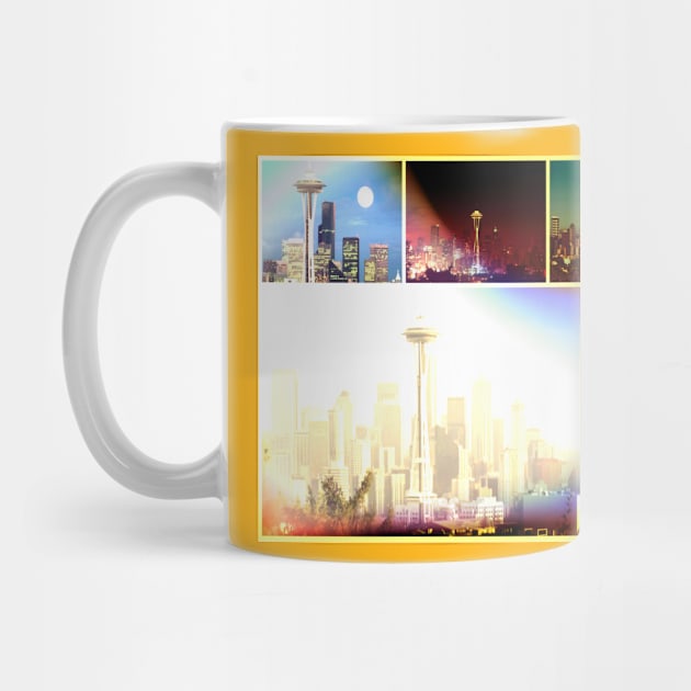 Funky Seattle Space Needle Collage in prismatic Colors by Christine aka stine1